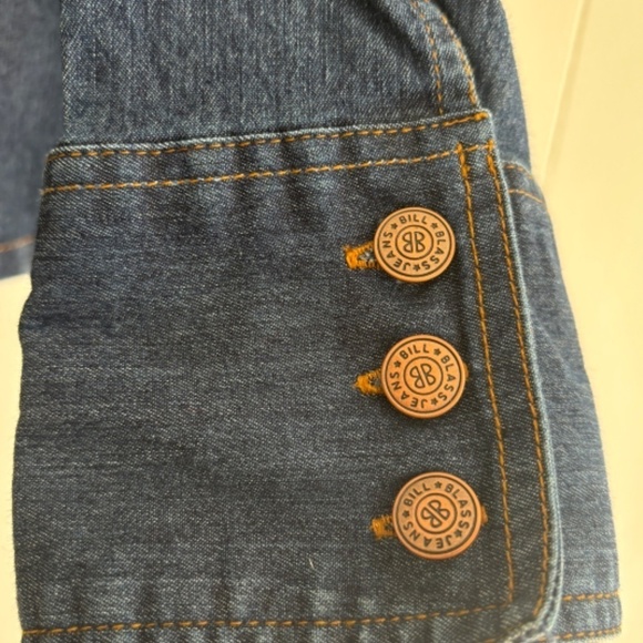 Bill Blass Jeanswear stretch button down western style jean shirt size L - Picture 11 of 14